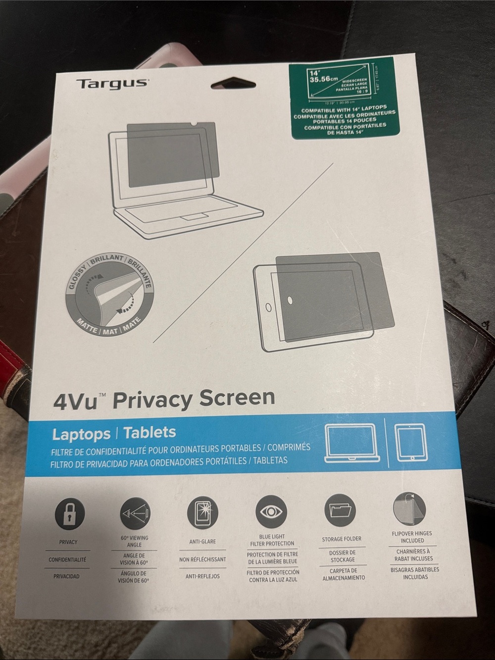Targus 4Vu Privacy Screen for Laptops & Tablets - White with Blue Accents